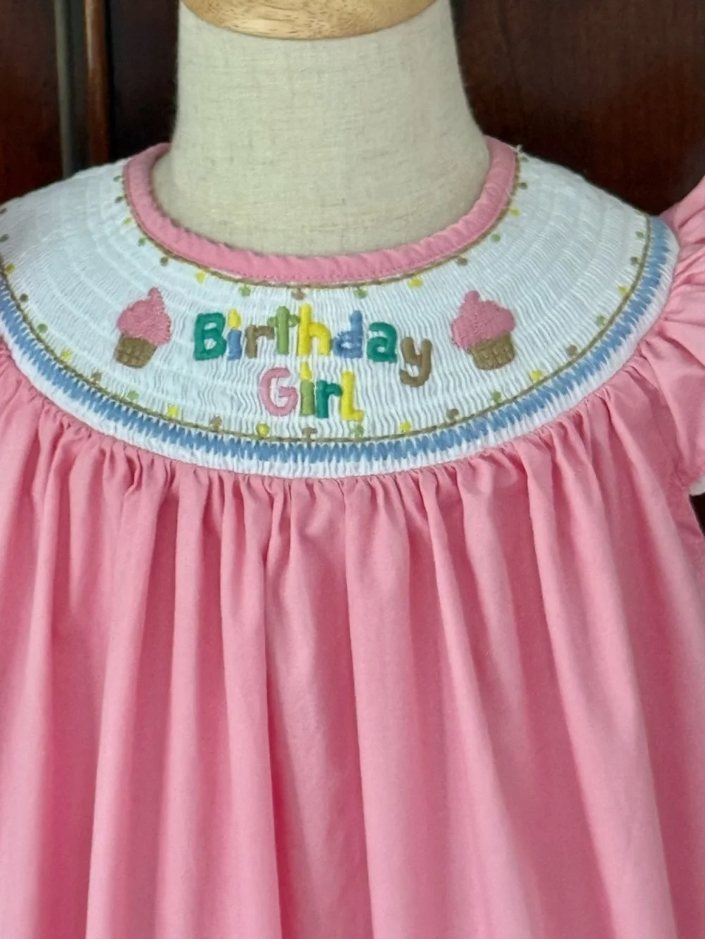 Lil Cactus Birthday Girl Smocked Dress Size 5 Pink Cupcake Party Boutique Dress
